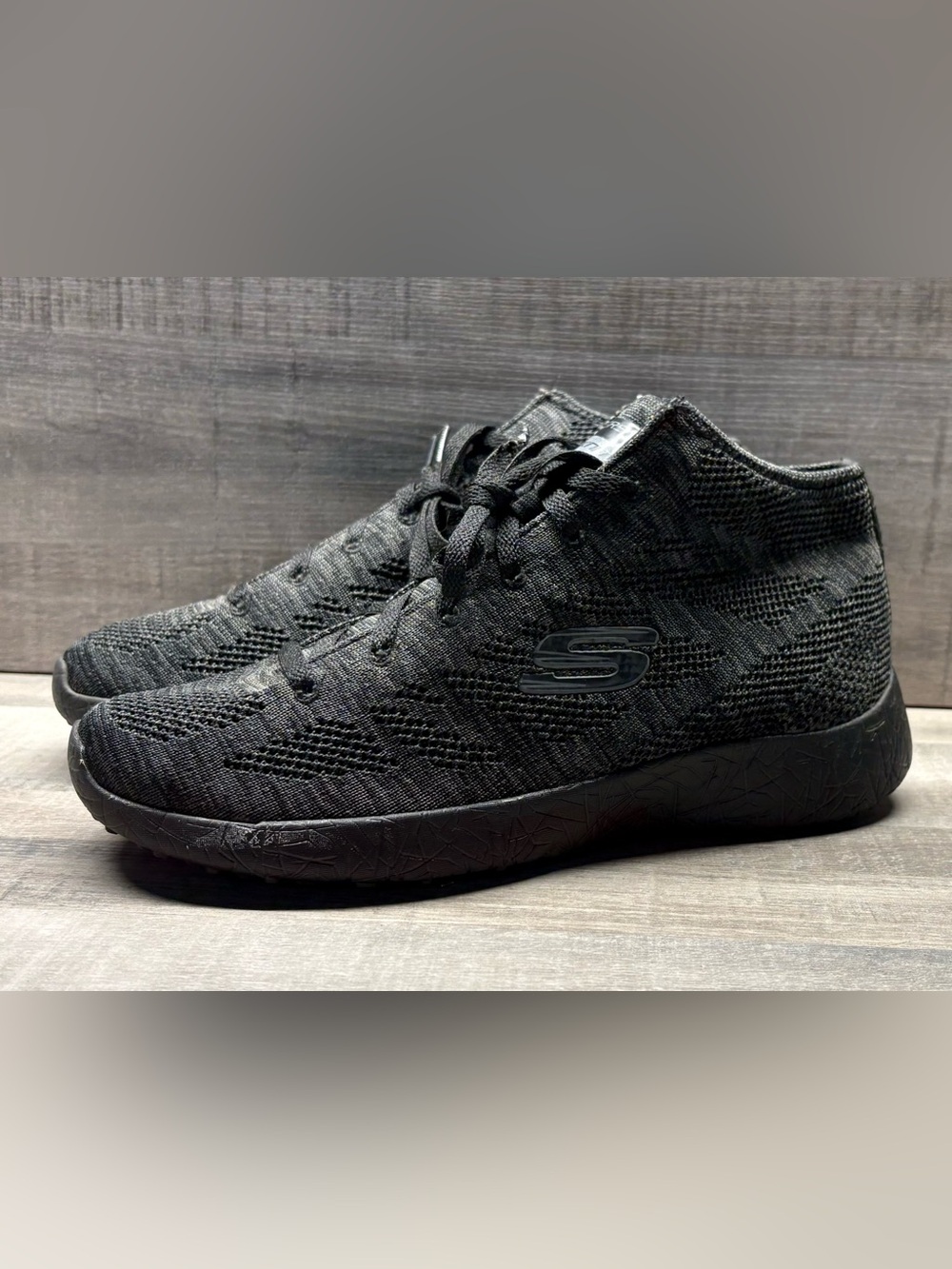 Skechers Burst Empire Women's Size 9 High Top Sneakers Black Knit 12730